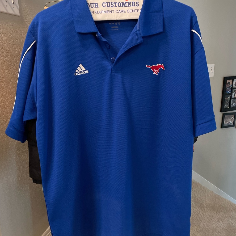 Adidas Royal Blue Polo with Red Logo